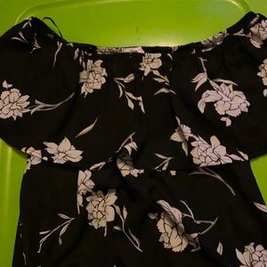 Off shoulder black and white top
